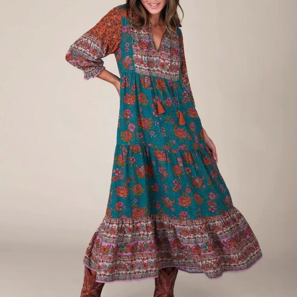 NATURAL LIFE Dresses & Skirts - Natural Life Nova Maxi Dress, Teal Riviera Floral XL